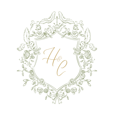 White and olive green floral wedding monogram logo